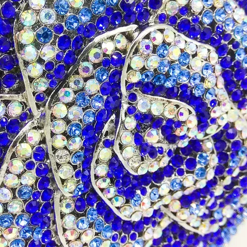 Vista 7 de Boutique De FGG Bolso de mano de cristal rosa para mujer, bolso de noche con flores, para boda, fiesta, graduación, novia, con diamantes