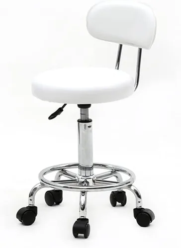 Vista 6 de Taburete de nailon de cuero semi-PU, taburete de bar ajustable multiusos con ruedas para el trabajo, oficina, escritorio, salón, dibujo