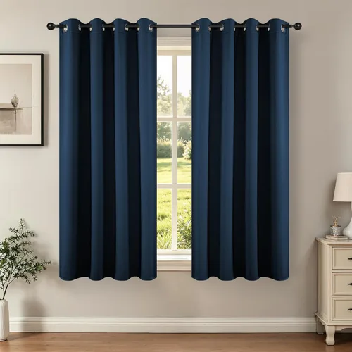 Vista 47 de Joydeco - Juego de 2 paneles de cortinas opacas de 63 pulgadas, 2 cortinas largas con aislamiento térmico burg, cortinas de oscurecimiento