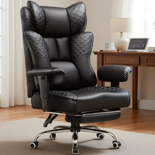 Vista 11 de GTRACING Silla de oficina grande y alta de 400LBS, ergonómica, de tela, diseño de lujo con relieve, silla para juegos con reposapiés, apoyabrazos