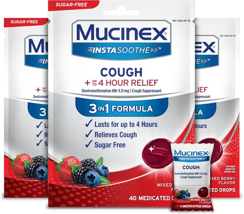 Vista 7 de Mucinex InstaSoothe Dolor de garganta + calmante sabor a miel y equinácea, acción rápida, potente analgésico oral para el dolor de garganta, 40