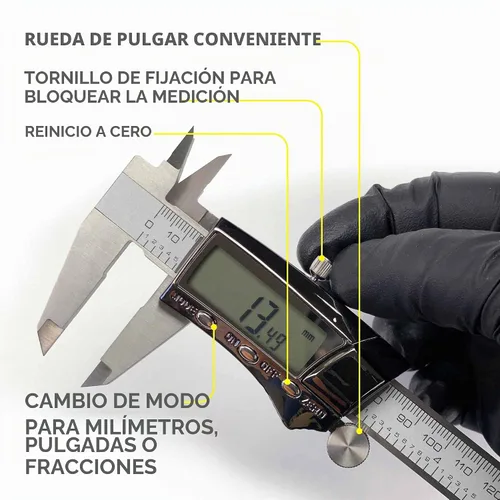 Vista 5 de General Tools Calibrador digital #147 - Herramienta de medición de precisión de 6 pulgadas - Regla de acero inoxidable