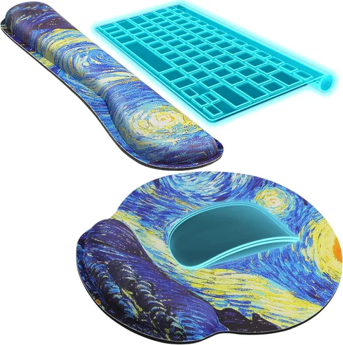 Vista 16 de KTRIO Reposamuñecas ergonómico para teclado y reposamuñecas para mouse, Negro