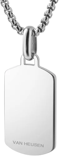 Vista 2 de Van Heusen Colgante de acero inoxidable a rayas para hombre con cadena de caja de 24 pulgadas