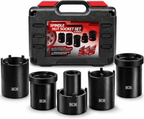 Vista 8 de Kit de Herramientas de Llaves de Tuerca de Husillo 5 Piezas Juego de Llaves de Tuerca de Bloqueo de Cubo de Eje 1/2" Drive Extractor Instalador