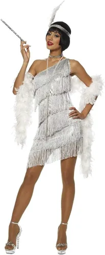 Vista 2 de Disfraz sexy de flapper plateado para mujer, Multi