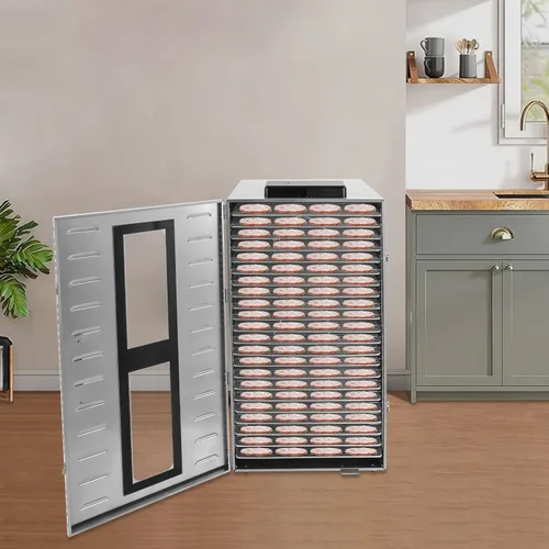 Vista 3 de Deshidratador de alimentos, bandejas de acero inoxidable, máquina deshidratadora comercial de frutas, secadora de carne de res de varios niveles