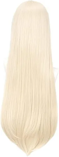Vista 4 de Grubify Anime Cosplay Wig Kakegurui Wig Women Milk Gold Bangs Long Straight Hair for Yomozuki Runa Role Play Wigs + Wig Cap for Party Halloween