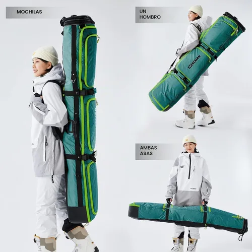 Vista 3 de Bolsa de snowboard con ruedas XCMAN de longitud ajustable Verde