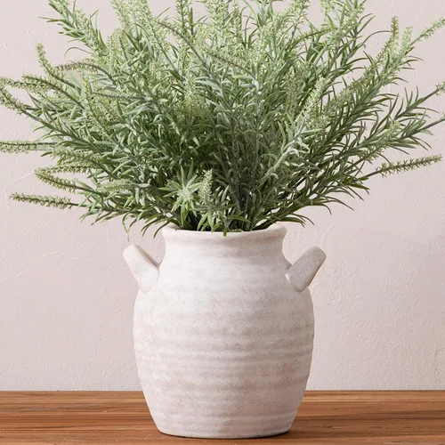 Vista 13 de Florero Grande para Decoración del Hogar - Jarrones de Mesa Rústicos de Cerámica Estilo Granja de 12 Pulgadas de Alto con Asa, Decoración de Sala