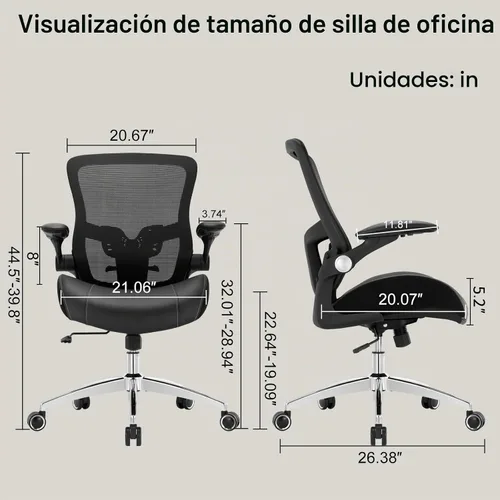 Vista 3 de Silla de oficina ergonómica de escritorio, 400 libras, grande y alta, resistente, cojín de espuma de modelado 3D ancho y suave, silla de escritorio