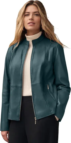Vista 10 de Jessica London Chaqueta de cuero con cremallera frontal Negro