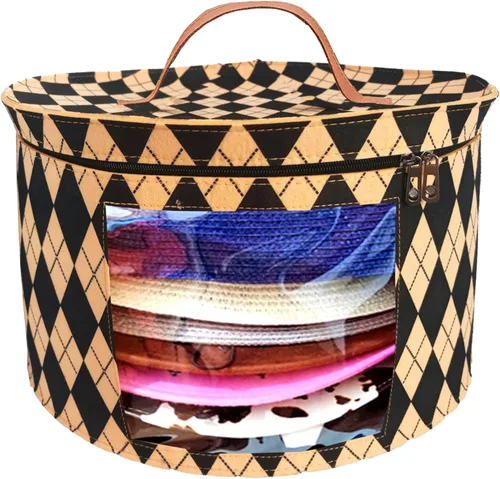 Vista 9 de Memfish Caja de sombreros para mujer, cajas de almacenamiento de 16.93 pulgadas de profundidad x 10.24 pulgadas de alto, organizador grande