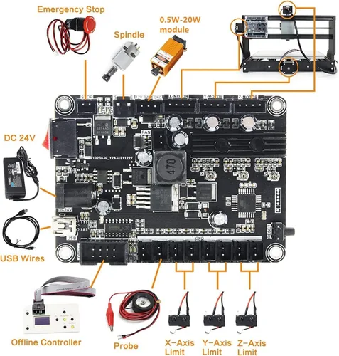 Vista 6 de CNCTOPBAOS Fresadora CNC 1610 PRO, con controlador GRBL fuera de línea, 3 ejes de escritorio DIY Mini CNC Router Kit Grabado Tallado PVC, PCB