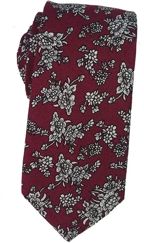 Vista 27 de Corbata de algodón floral para hombre, corbata delgada impresa de 2.56'' 01-Bean Pasta Rosa