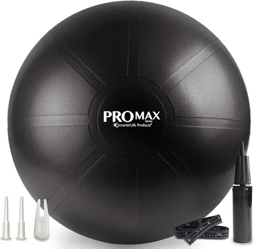 Vista 10 de SmarterLife PRO MAX - Pelota de entrenamiento para fitness, yoga, equilibrio, estabilidad o parto para embarazo y parto, ideal como silla de pelota