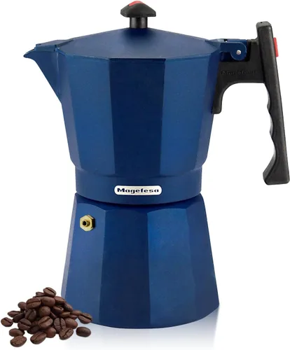 Vista 10 de Magefesa Colombia Noir - Olla de café expreso, 3 tazas/5 onzas, cafetera italiana para café cubano, aluminio extragrueso, mango resistente al calor