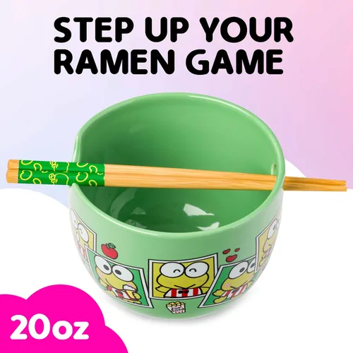Vista 70 de Silver Buffalo Hello Kitty y sus amigos Chococat - Tazón de cerámica para ramen y arroz con palillos, patrón a cuadros, apto para microondas, 20