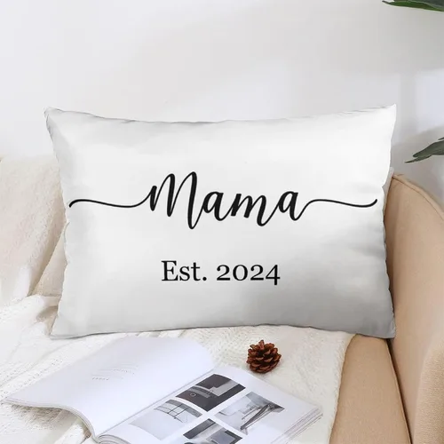 Vista 10 de Fundas de almohada lumbar personalizadas para el Día de la Madre con nombres de los niños, 12 x 20 pulgadas, funda de cojín rectangular decorativa