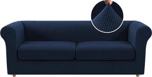 Vista 18 de Funda para silla Chesterfield de 2 piezas para sofá de 1 cojín, fundas para silla de brazo alto, 1 asiento, alta elasticidad, lavable, protector