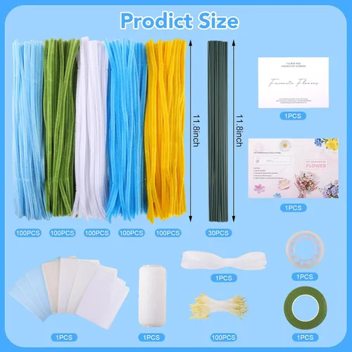 Vista 2 de WSICSE Kit de flores de limpiador de tuberías azules de 500 piezas
