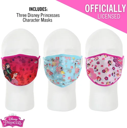 Vista 6 de Concept One Disney Princesses - Mascarilla de tela con licencia oficial lavable paquete de 3