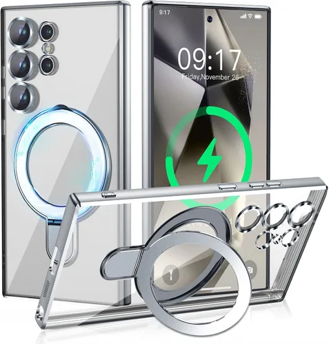 Vista 40 de Funda magnética para iPhone 14 Pro con soporte invisible [compatible con MagSafe] [protector completo de lente de cámara]