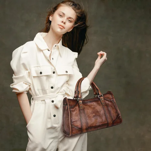 Vista 3 de Iswee Bolsos satchel para mujeres, bolso de hombro de cuero genuino, carteras de cuero Hobo, bolsos cruzados, cartera vintage, bolso tote