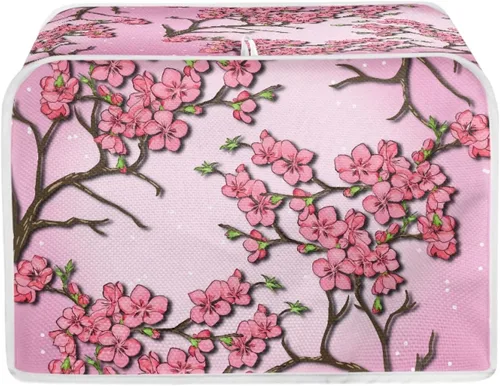 Vista 29 de Bulopur Cubierta de tostadora de 2 rebanadas de pintura de pájaros y flores, tostadora, panificadora, organizador de máquina, bolsa de protección