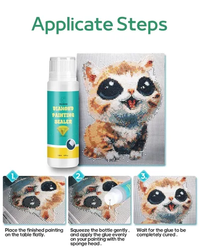 Vista 7 de Pegamento artístico de 4.1 fl oz para kits de pintura de diamantes, fórmula de secado rápido, antidesprendimiento con agarre y brillo permanentes