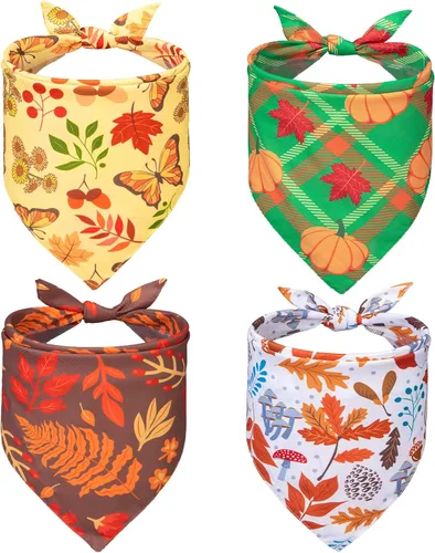 Vista 9 de PUPTECK Bandanas de Halloween para perros, 4 unidades, disfraces suaves para mascotas, bufandas triangulares, accesorios para mascotas para perros