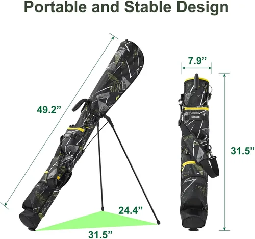 Vista 7 de Golf Stand Bag, 2 Way Dividers Golf Bag, Sunday Golf Bag Lightweight Par 3 Golf Bag, Pitch and Putt Youth Golf Bag with Multiple Storage Pockets for