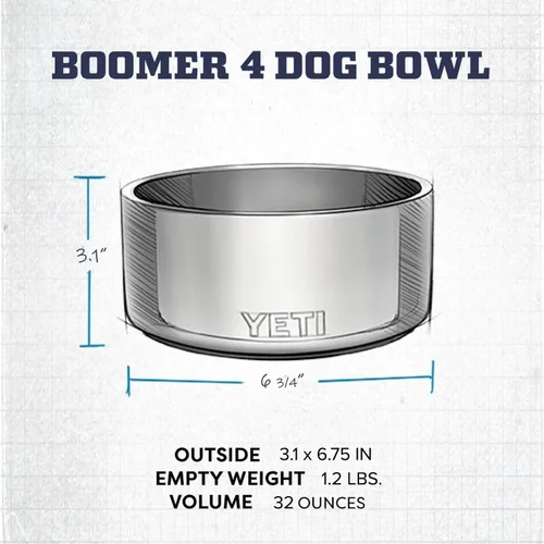 Vista 5 de YETI Boomer 4 - Cuenco antideslizante de acero inoxidable para perros, capacidad para 32 onzas Blanco