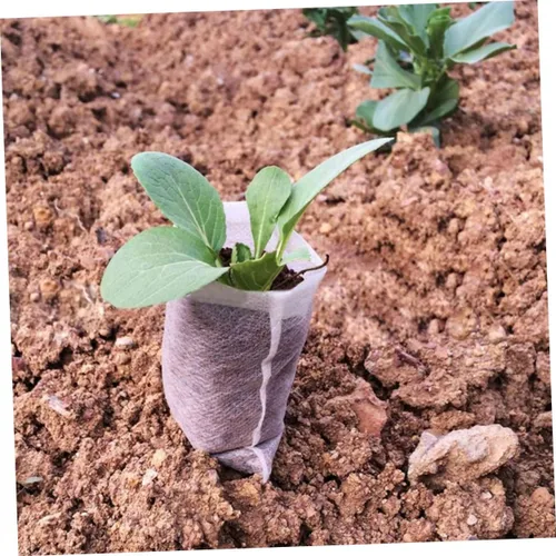 Vista 8 de 200Pcs Biodegradable Non-Woven Seedling Bags, White Plant Grow Pouches