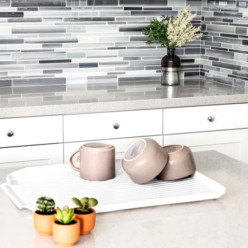 Vista 4 de Better Houseware Tablas de drenaje para encimera de cocina 19.6 x 15.6 x 1.5 Alfombrilla de drenaje de platos en color almendra protege