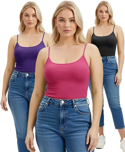 Vista 242 de Emmalise Camisola larga casual básica para mujer, con tirantes ajustables, top en capas