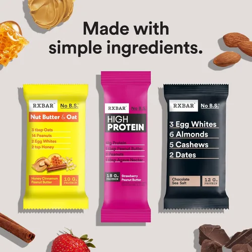 Vista 6 de RXBAR Barras altas en proteínas, 0.63 oz de proteína, sin gluten, aperitivos de proteínas, mantequilla de maní con chispas de chocolate