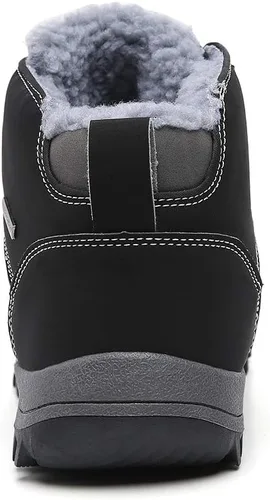 Vista 3 de TSIODFO Botas de moda para hombre invierno impermeables para exterior con piel para senderismo negras Negro 01