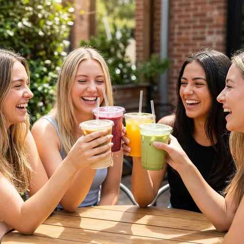 Vista 8 de Astomi Vasos de plástico desechables de 10 onzas, tazas de café helado transparentes con tapas y pajitas, vasos de plástico resistentes y seguros