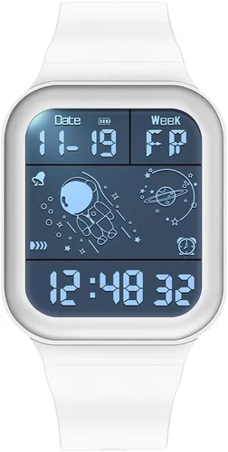 Vista 3 de Relojes electrónicos unisex para hombres y mujeres, 164.0 ft, impermeable, deportivo, digital, correa de silicona, cronógrafo, reloj rectangular