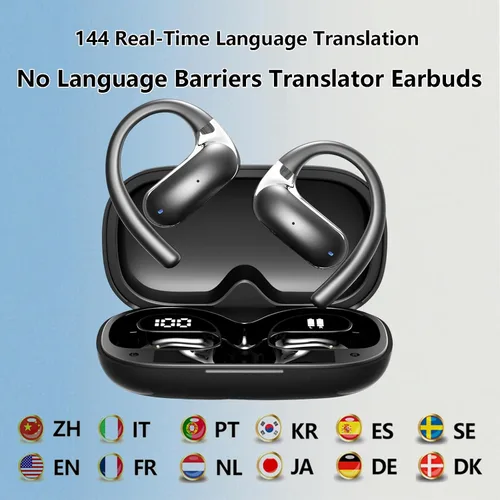 Vista 2 de Auriculares de traducción AI en tiempo real, auriculares Negro