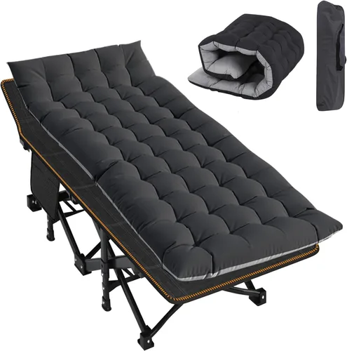 Vista 30 de Slsy Catre de camping plegable para adultos con almohadilla, catres de dormir portátiles acolchados, cama de campamento con bolsa de transporte