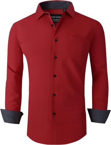 Vista 11 de Alex Vando - Camisa para hombre de manga larga con ajuste regular 06 negro