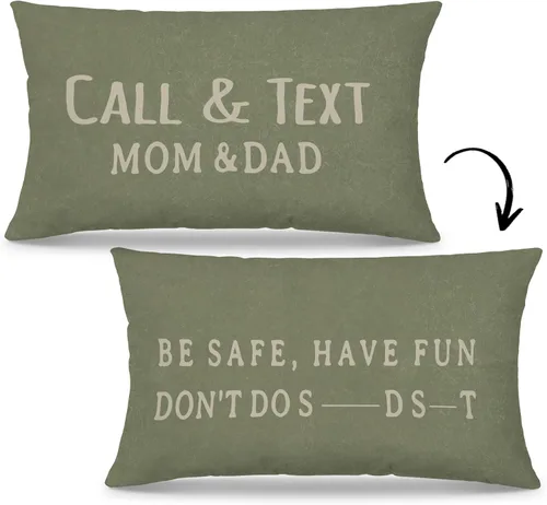 Vista 9 de Mingnei Funda de almohada con texto en inglés "Call Your Mom", divertida funda de almohada reversible decorativa de 12 x 20 pulgadas, regalos