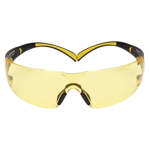 Vista 2 de 3M - Lentes de seguridad SecureFit, paquete de 20, ANSI Z87, antiarañazos y antivaho Scotchgard, lente ámbar, marco amarillo/negro, varillas