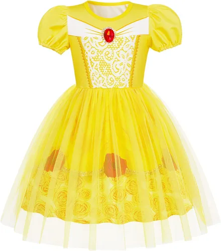 Vista 17 de Vestido de princesa para niñas, vestido de tul, disfraz de princesa, trajes Rosa