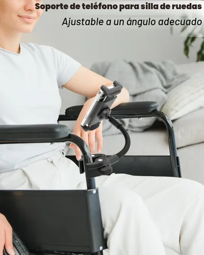 Vista 5 de Charchendo - Soporte para tablet para silla de ruedas, soporte para teléfono sin rebote Thick Case Friendly, 9.45" Total Length, 6" Adjustable
