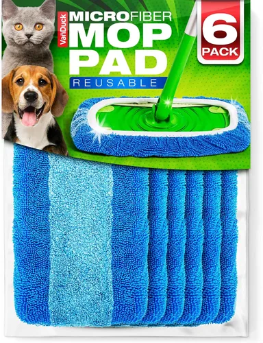 Vista 10 de VanDuck Almohadillas reutilizables para fregona resistentes para mascotas compatibles con Swiffer Sweeper (paquete de 2) – Almohadillas de Azul