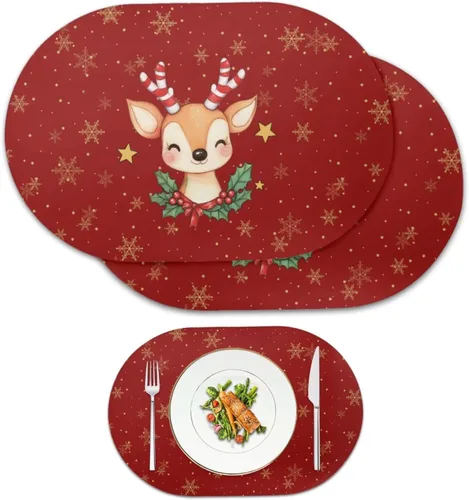 Vista 10 de Buteterfly - Juego de 2 manteles individuales con diseño ovalado, impermeables, lavables, resistentes al calor, decoración del hogar, cocina