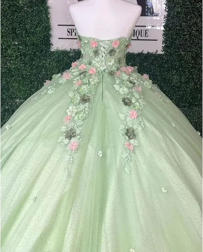 Vista 5 de Zhangyo Sweetheart Sweet 16 Vestidos de quinceañera para niñas vestido de baile de tul sin tirantes hinchados para mujer CXL040